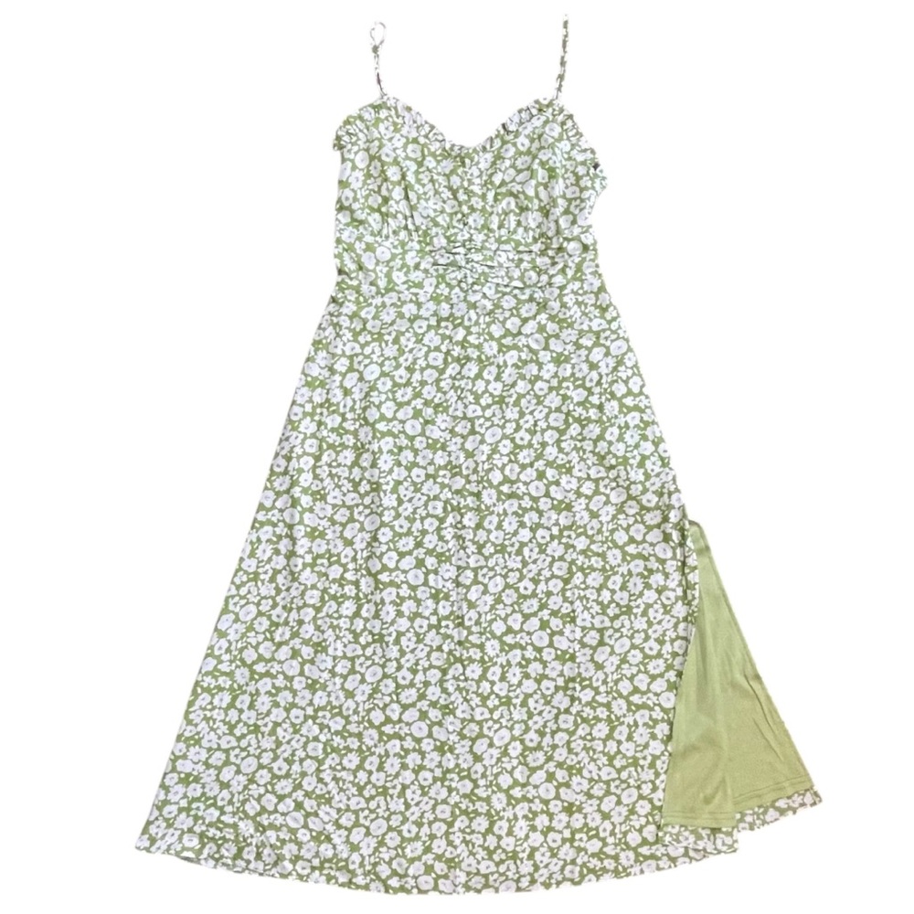 Lulus X Lush Timeless Touch Midi Dress Medium Green Floral Bloomcore A-Line NWT - Picture 6 of 16